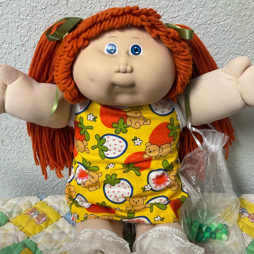 RARE Vintage Cabbage Patch Kid Girl Red Hair Green Eyes Head Mold #14 1987